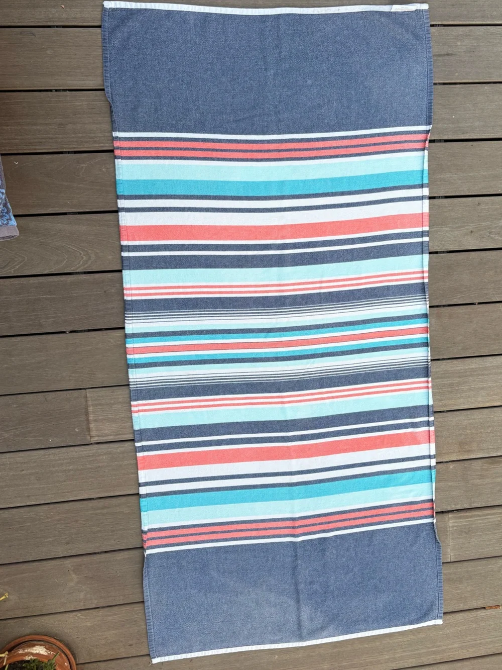 Striped Blue, Red & Aqua Beach Towel